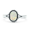thumbnail image 1 of Oval New Design Fashion Lab Created White Opal Ring Band 925 Sterling Silver Size 10, 1 of 5