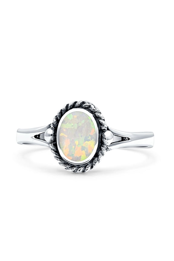 Oval New Design Fashion Lab Created White Opal Ring Band 925 Sterling Silver Size 10