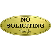 Oval No Soliciting Sign (Brushed Gold) - Small