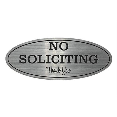 Oval No Soliciting Sign (Brushed Silver) - Small