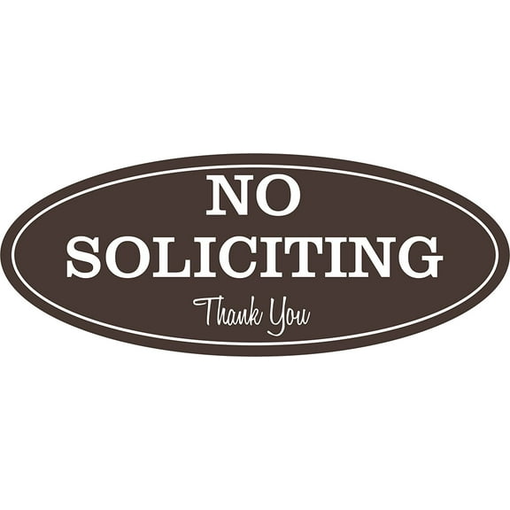 Oval No Soliciting Sign (Dark Brown) - Small
