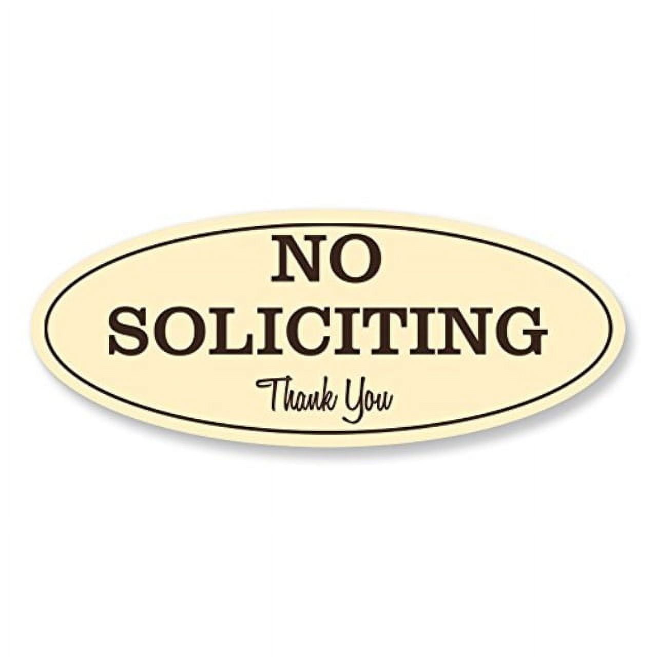 Oval No Soliciting Sign (Ivory) Durable Home Privacy Plaque for Do Not
