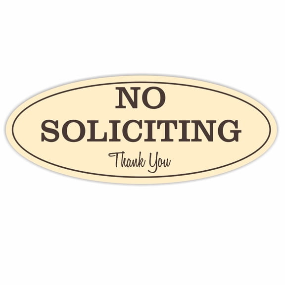 Oval No Soliciting Sign (Ivory) - Large