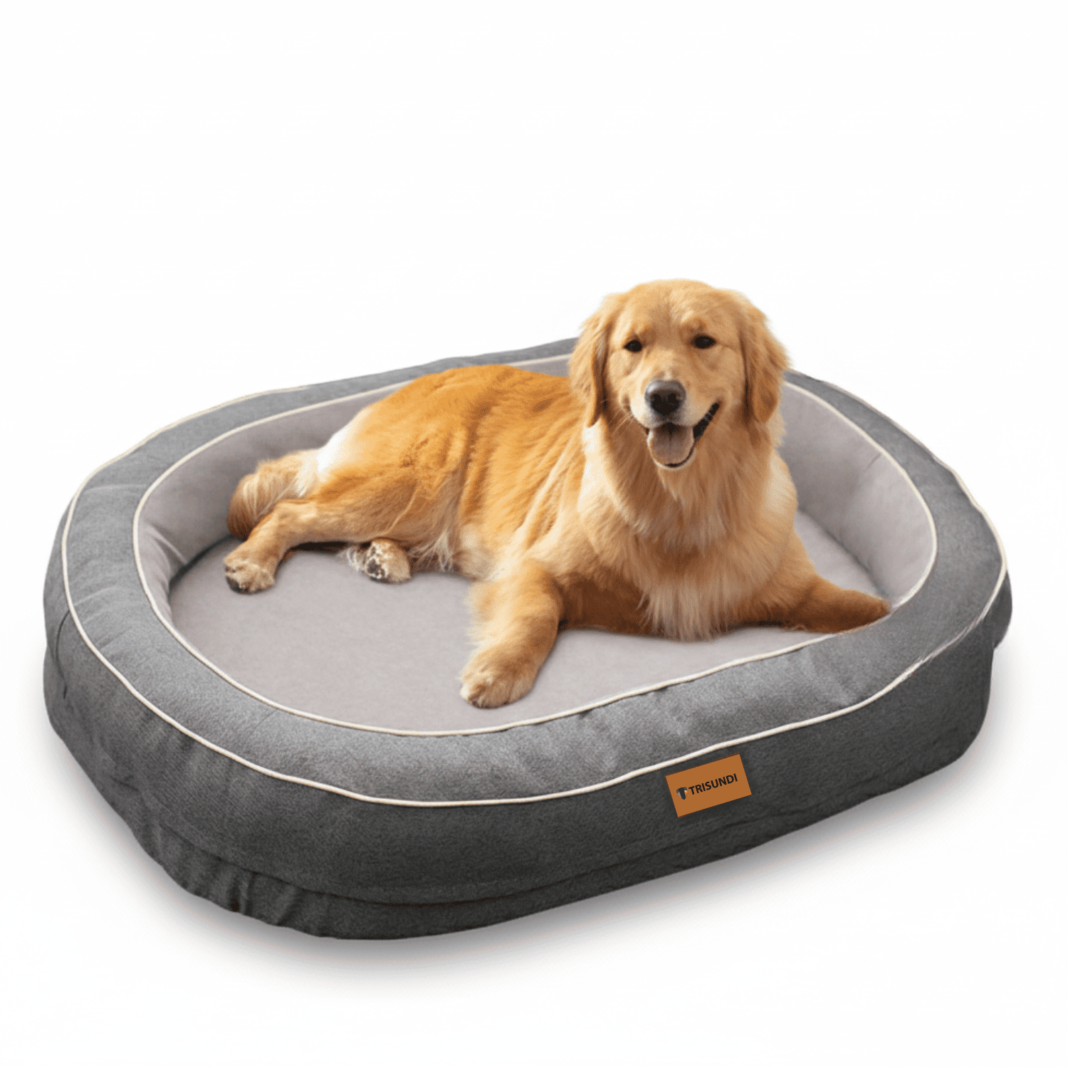 Oval Orthopedic Dog Bed with Removable Washable Cover – Calming Pet Bed with High-Density Honeycomb Sponge, Non-Slip Bottom, Durable Scratch-Resistant Fabric for Medium and Large Dogs