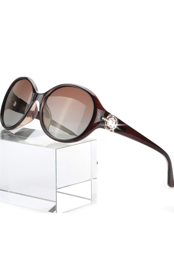 Oval Oversized Sunglasses for Women, Rhinestone Circle Decor Temples, Face-Flattering Frame for Daily Casual Street Look
