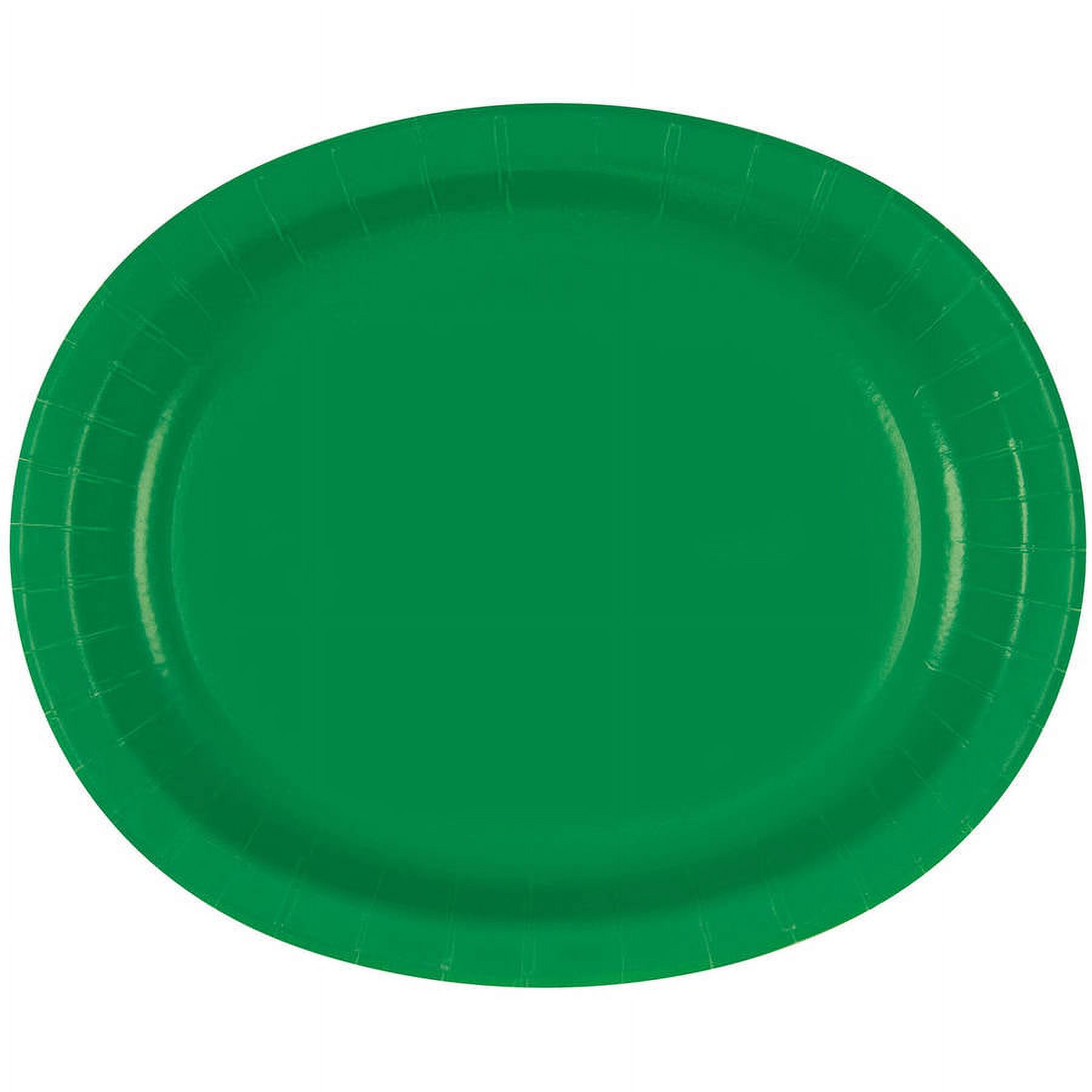 Oval Paper Plates, 12 in, Green, 8ct