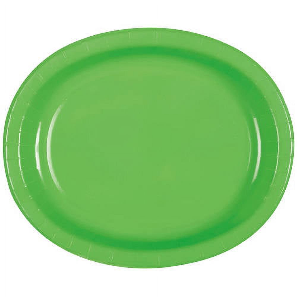 Oval Paper Plates, 12 in, Lime Green, 8ct