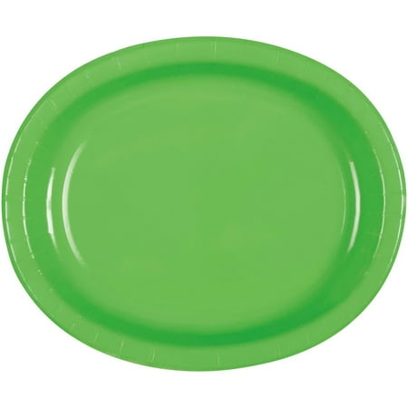 Oval Paper Plates, 12 in, Lime Green, 8ct