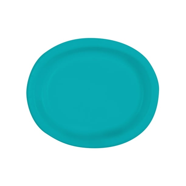 Oval Paper Plates, 12 in, Teal, 8ct