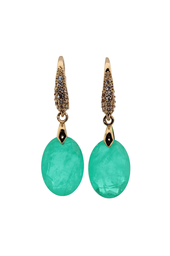 Oval Paraiba Tourmaline Gold Earrings 290