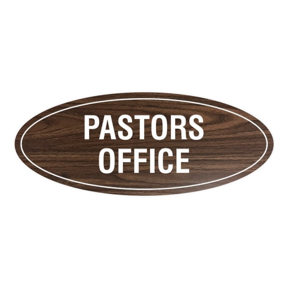 Oval Pastors Office Sign (Walnut) - Medium 2.75x7"