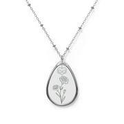Oval Pendant Necklace January Infinity Birth Month Flower Jewelry Gift