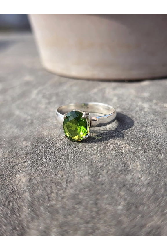 Oval Peridot Ring Sterling Silver with Oval Cut Gemstone | August Birthstone Gift