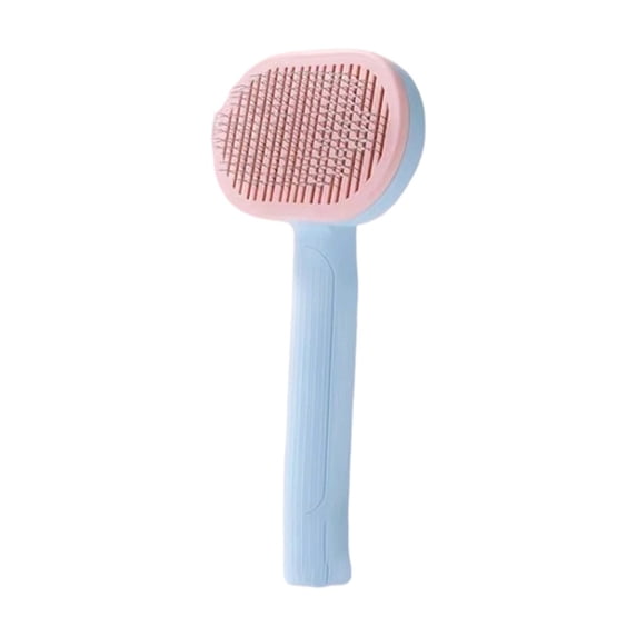 Oval Pet Slicker Brush with Stainless Steel Pins, Cat Head Design Deshedding Comb for Detangling Dog Fur, Grooming Tool, 1 Pack 7 Inch Blue