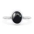 thumbnail image 1 of Oval Petite Dainty Thumb Ring Simulated Black Onyx Solid 925 Sterling Silver Size 10, 1 of 5