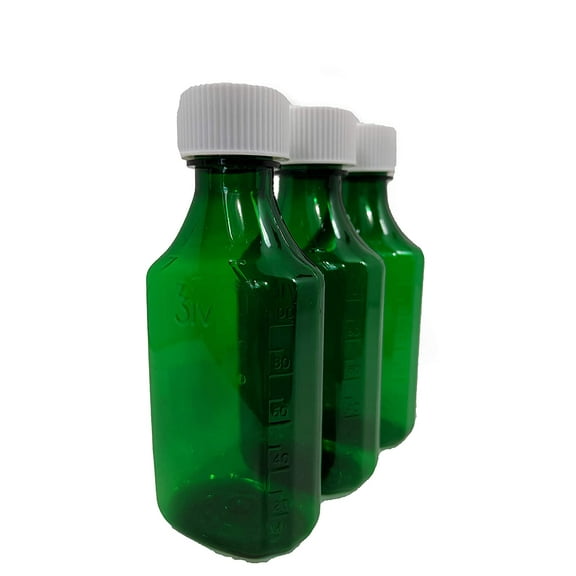 Oval Pharmacy Bottle for Liquid Medicine Green Medicine Bottle - Child Resistant Cap - Prescription Pharmacy Bottle (4 oz/30 Units)