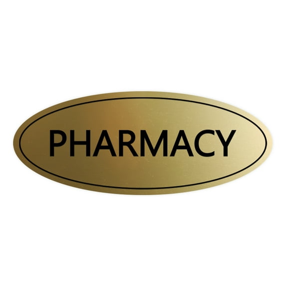 Oval Pharmacy Sign (Brushed Gold) - Medium 2.75x7"