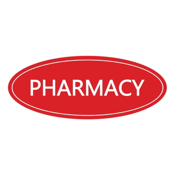 Oval Pharmacy Sign (Red) - Small 2x5"