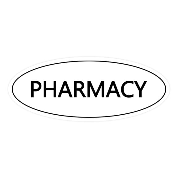 Oval Pharmacy Sign (White) - Small 2x5"