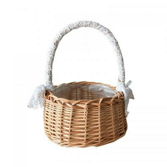 Oval Picnic Basket with Folding Handles, Willow Hand Woven Shopping Basket, Bath Toy Kids Toy Storage Gift Packing Basket, Wicker Empty Easter Eggs and Candy Small Gift Basket,8.3"x5.9"x3.5"