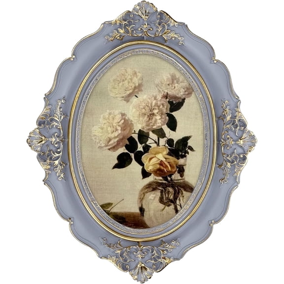 Oval Picture Frame, 5x7 Vintage Picture Frame Light Purple, Glass Front, Antique Decor for Tabletop or Wall Hanging, Vintage Wall Art,Purple