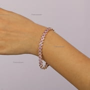 PINKCITYSHOPSTORE Oval Pink Sapphire Tennis Bracelet,Wedding For Women,silver Jewelry, Anniversary Gift