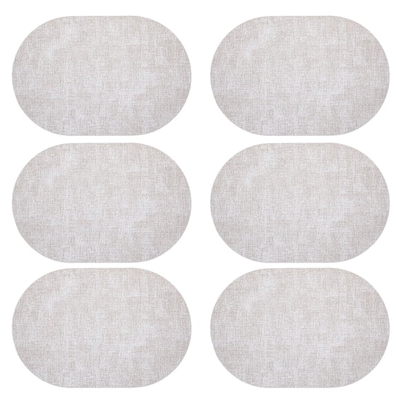 Oval Placemats Set of 6 Washable Table Mats Heat Resistant Woven PVC Dining Tabletop Protection for Home Kitchen Restaurant
