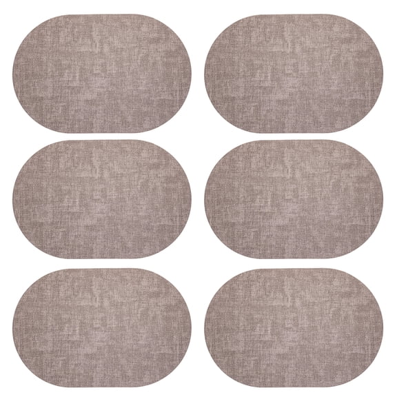 Oval Placemats Set of 6 Washable Table Mats Heat Resistant Woven PVC Dining Tabletop Protection for Home Kitchen Restaurant