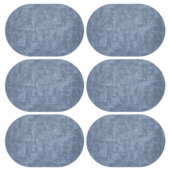 Oval Placemats Set of 6 Washable Table Mats Heat Resistant Woven PVC Dining Tabletop Protection for Home Kitchen Restaurant