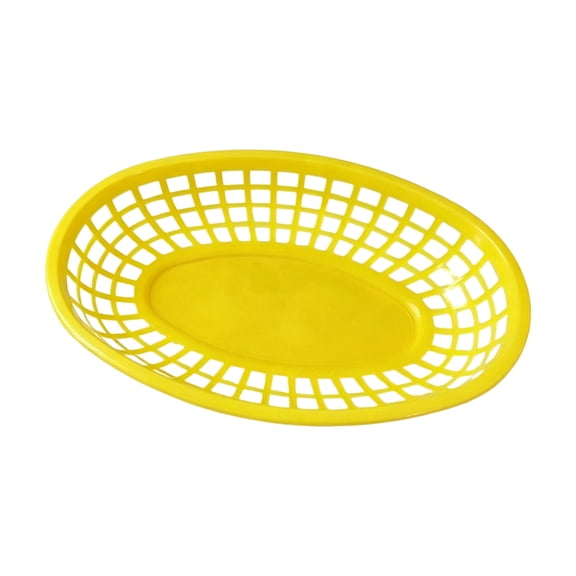 Oval Plastic Fast Food Baskets, Multi-Color Restaurant Serving Baskets, Reusable Fry Burger Sandwich Storage Trays for Diner, Cafe, Party Serving,10 PC,9.45*6 in.