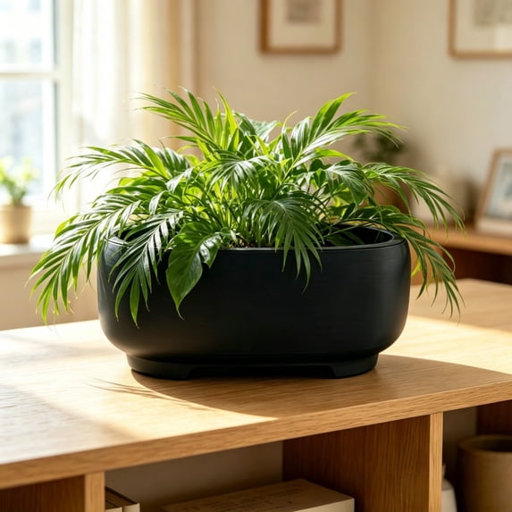 Oval Plastic Plant Pot, Decorative Horticultural Planting Container for Indoor Green Plants Home Office Desktop Use