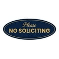 thumbnail image 1 of Oval Please No Soliciting Sign (Navy Blue/Gold) - Small 2x5", 1 of 1