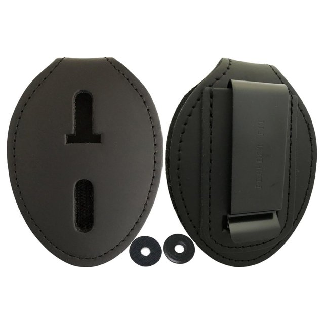 Oval Police Badge Holder Belt Clip Optional to Use Around The Neck