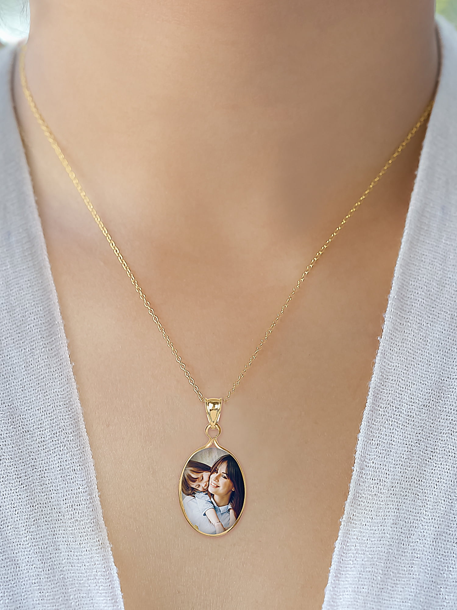 Oval Portrait Pendant on Mother Of Pearl