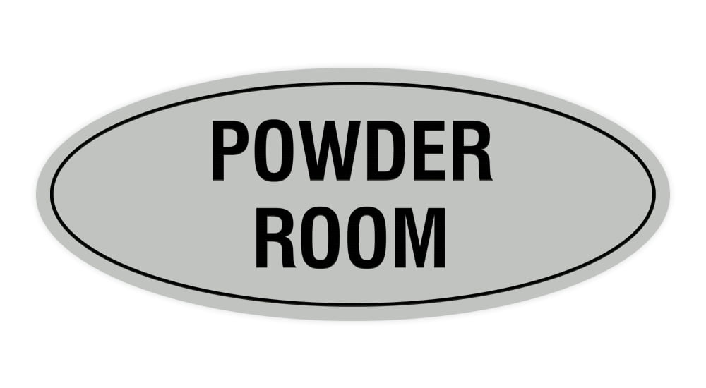 Powder Room Logos Oval Powder Room Sign (Lt Gray) - Small 2x5