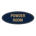 thumbnail image 1 of Oval Powder Room Sign (Navy Blue/Gold) - Small 2x5", 1 of 1