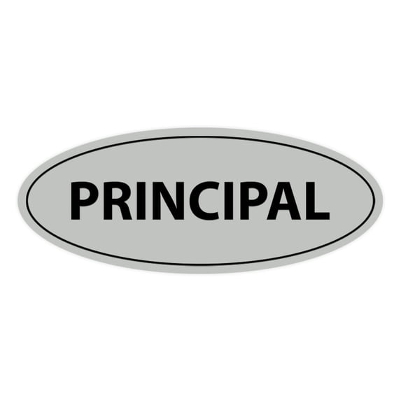 Oval Principal Sign (Lt Gray) - Small 2x5"