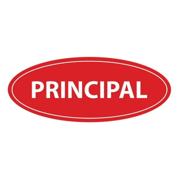 Oval Principal Sign (Red) - Large 3.6x9"