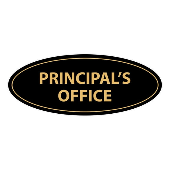 Oval Principal's Office Sign (Black /Gold) - Small 2x5"