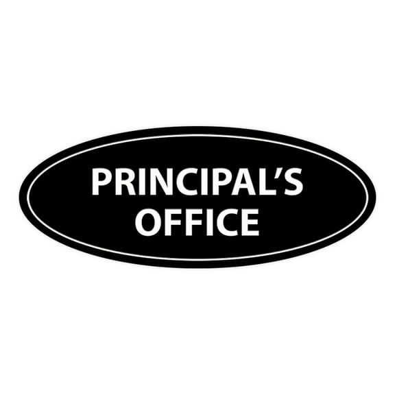 Oval Principal's Office Sign (Black) - Medium 2.75x7"
