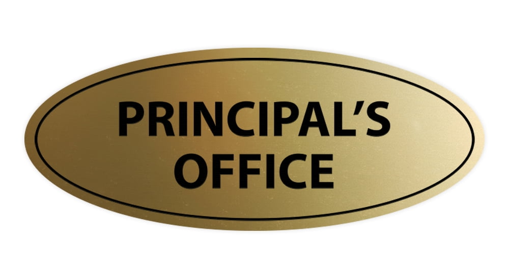Oval Principal's Office Sign (Brushed Gold) Small 2x5"