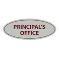 thumbnail image 1 of Oval Principal's Office Sign (Light Grey / Burgundy) - Large 3.6x9", 1 of 1