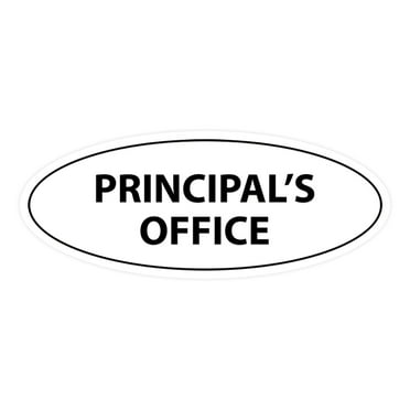 Oval Principal's Office Sign (White) - Large 3.6x9"