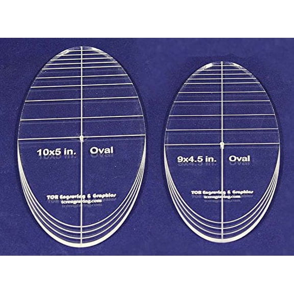 Oval Quilt Templates 2 Piece Set. 9"-10" - Multi Purpose 1/4"