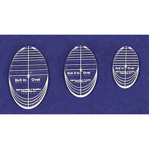 Oval Quilt Templates 3 Piece Set. 4",5",6"- Multi Purpose 1/4"