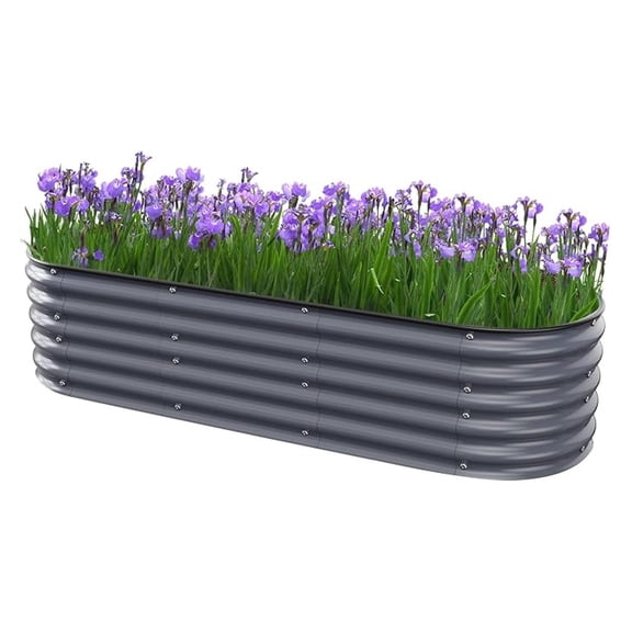 Oval Raised Garden Bed for Outdoors - 6.5X2X1.4 FT Galvanized Planter Raised Beds, Metal Planter Box for Vegetables,Flowers, , and (Deep Gery)