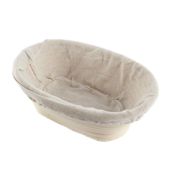 Oval Rattan Bread Basket with Linen Cloth,Handmade Bread Banneton Proofing Baskets Baking Accessories