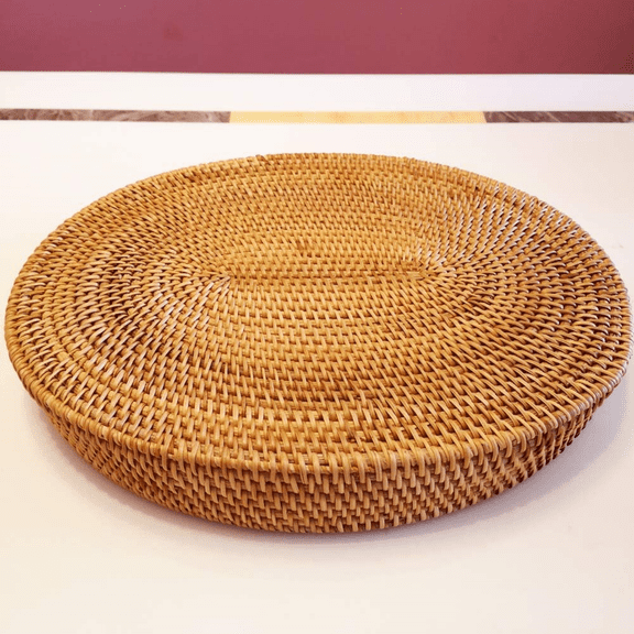 Oval Rattan X-Large Breakfast Severing Tray-17 Wicker Woven Food Storage Platters for Fruit,Bread, Drinks,Snacks