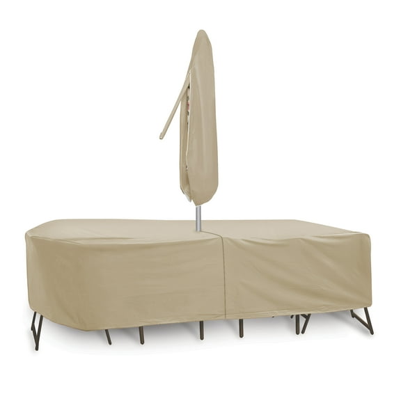 Oval/Rect Table & Chair Cover for 72"-76" table with 6 chairs, 30" height; includes umbrella hole