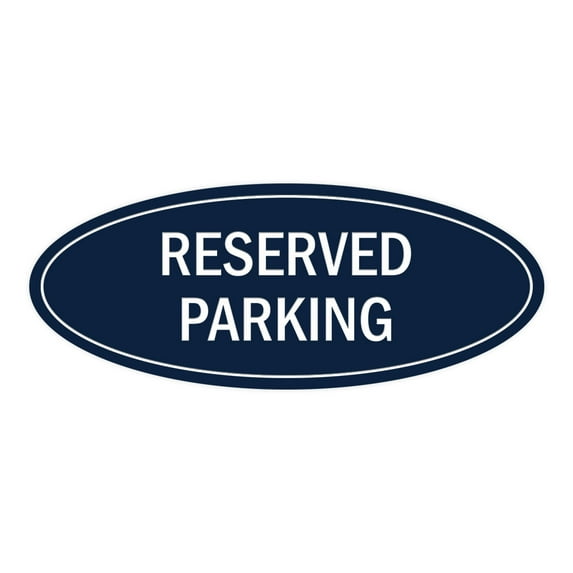 Oval Reserved Parking Sign (Navy Blue / White) - Small 2x5"